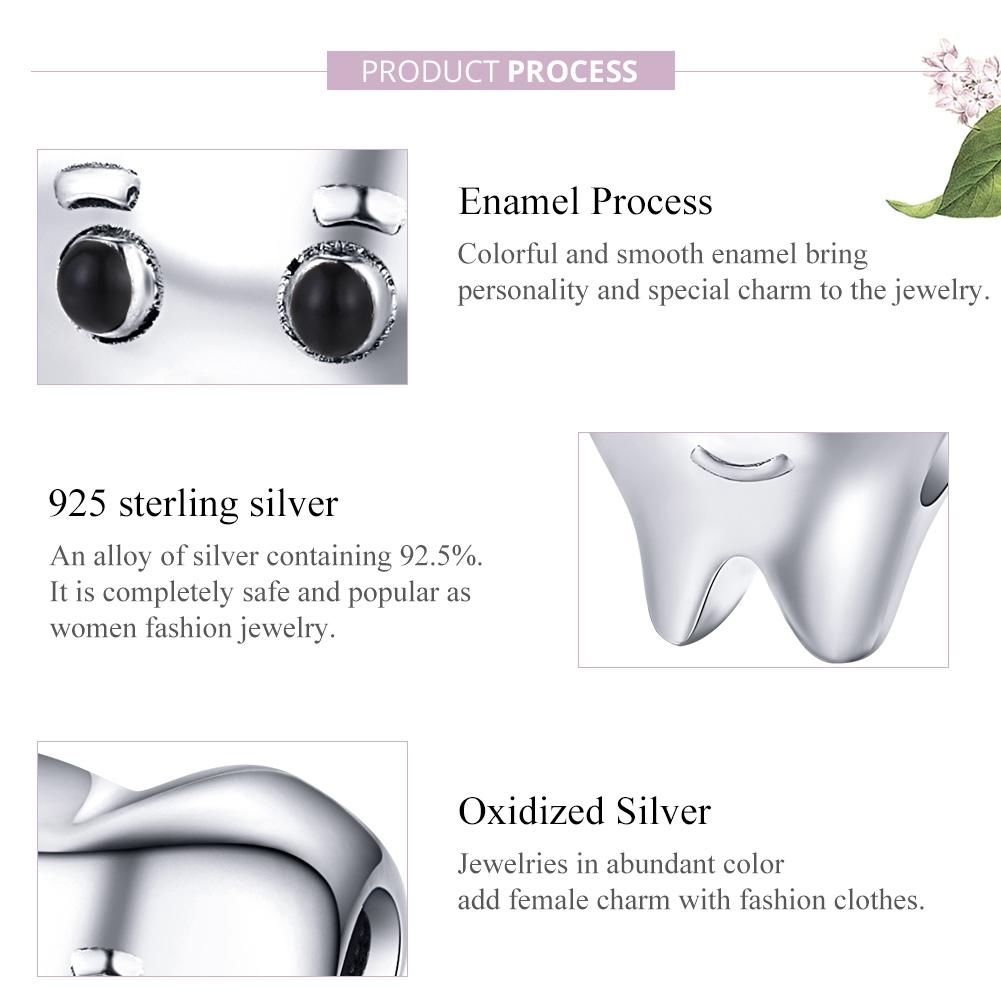 925 Sterling Silver Handmade Tooth Charm For Diy Beaded Accessories