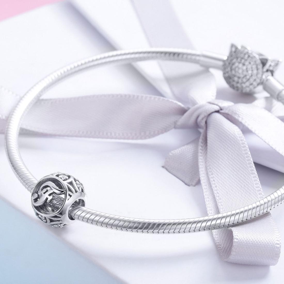 925 Sterling Silver 26 English Letter Beads For Diy Bracelets & Necklaces Style - F