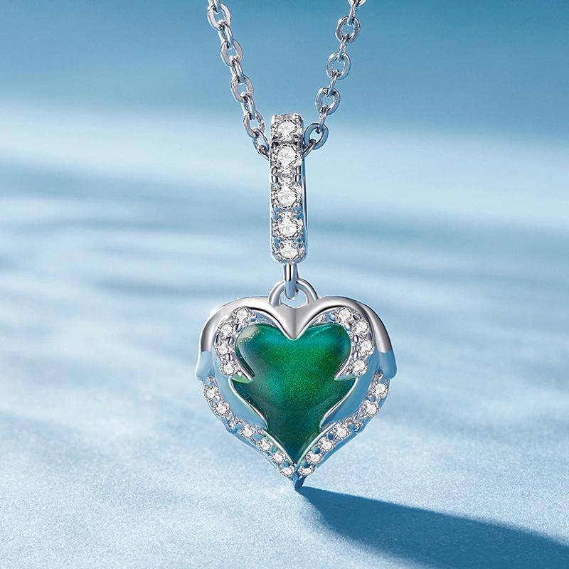 925 Sterling Silver Temperature Sensitive Heart Pendant For Jewelry