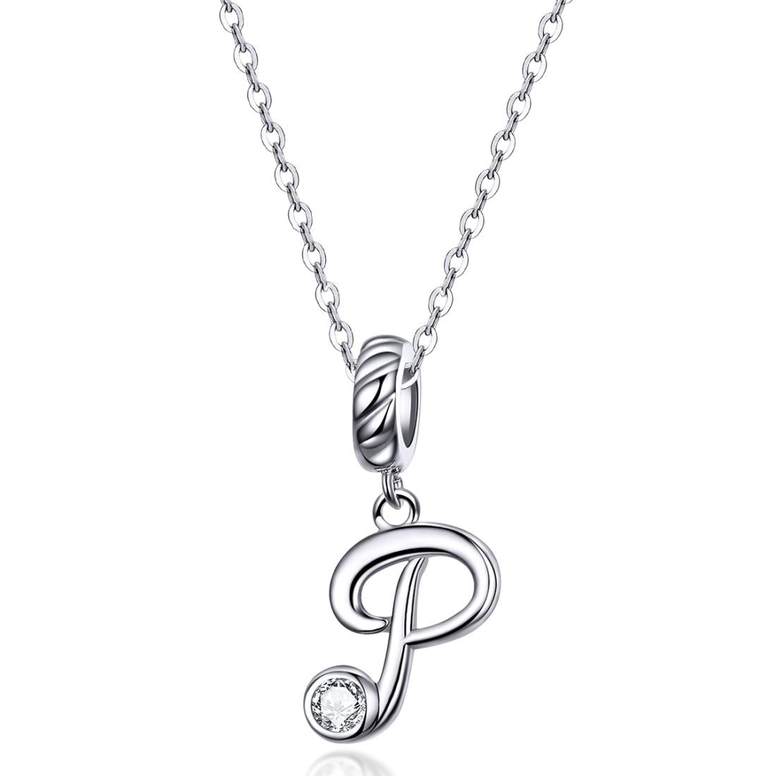 925 Sterling Silver Personalized Letter Pendant For Diy Bracelets & Necklaces Style - P