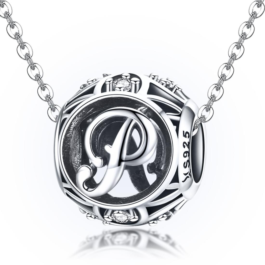 925 Sterling Silver 26 English Letter Beads For Diy Bracelets & Necklaces Style - P