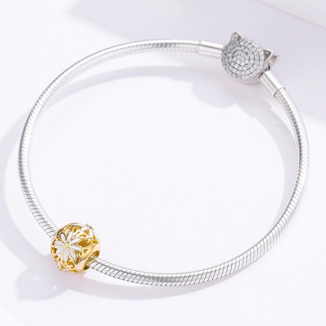 925 Sterling Silver Golden Daisy Beaded Bracelet Charms