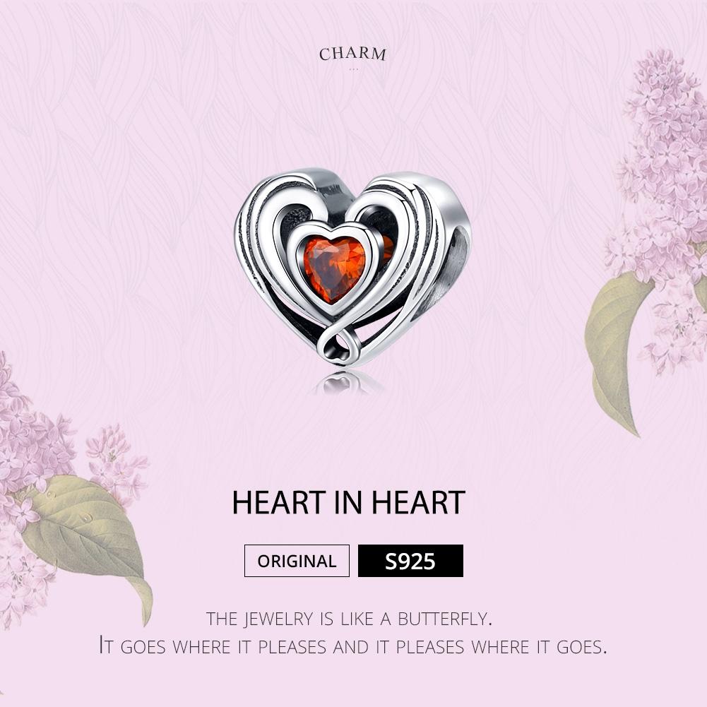 925 Sterling Silver Diy Heart Shaped Beads For Bracelets