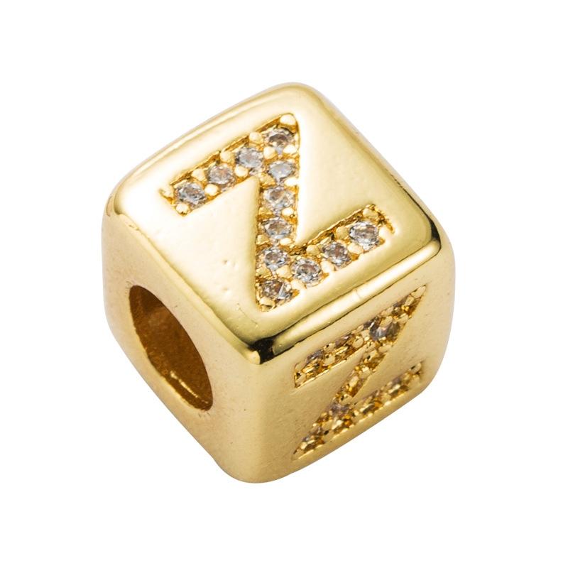 Brass Micro Inlaid Couple Red String Pull Diy Bracelet English Letter Beads Style - Z