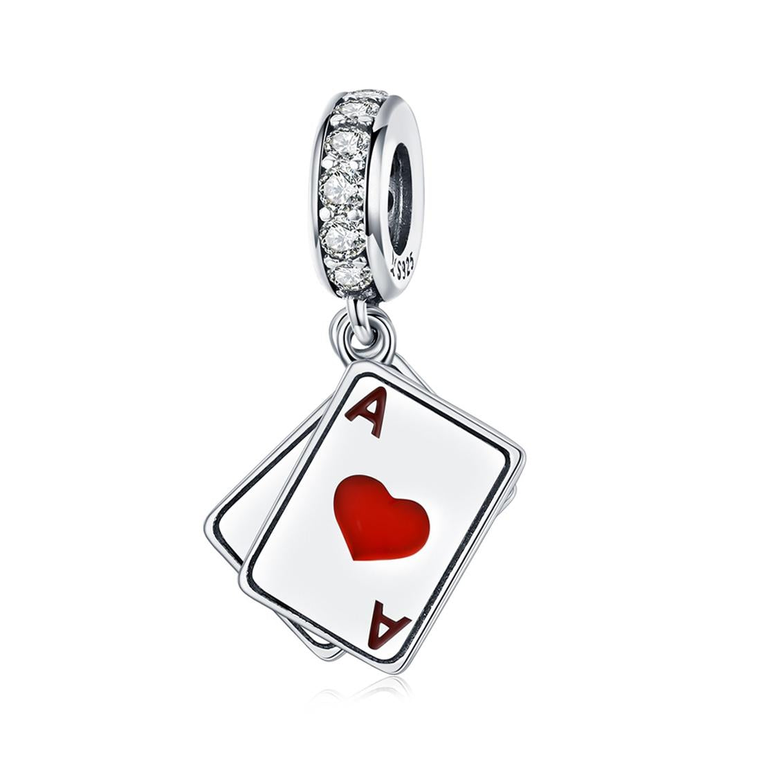 925 Sterling Silver Red Heart Pendant For Diy Bracelet Or Necklace