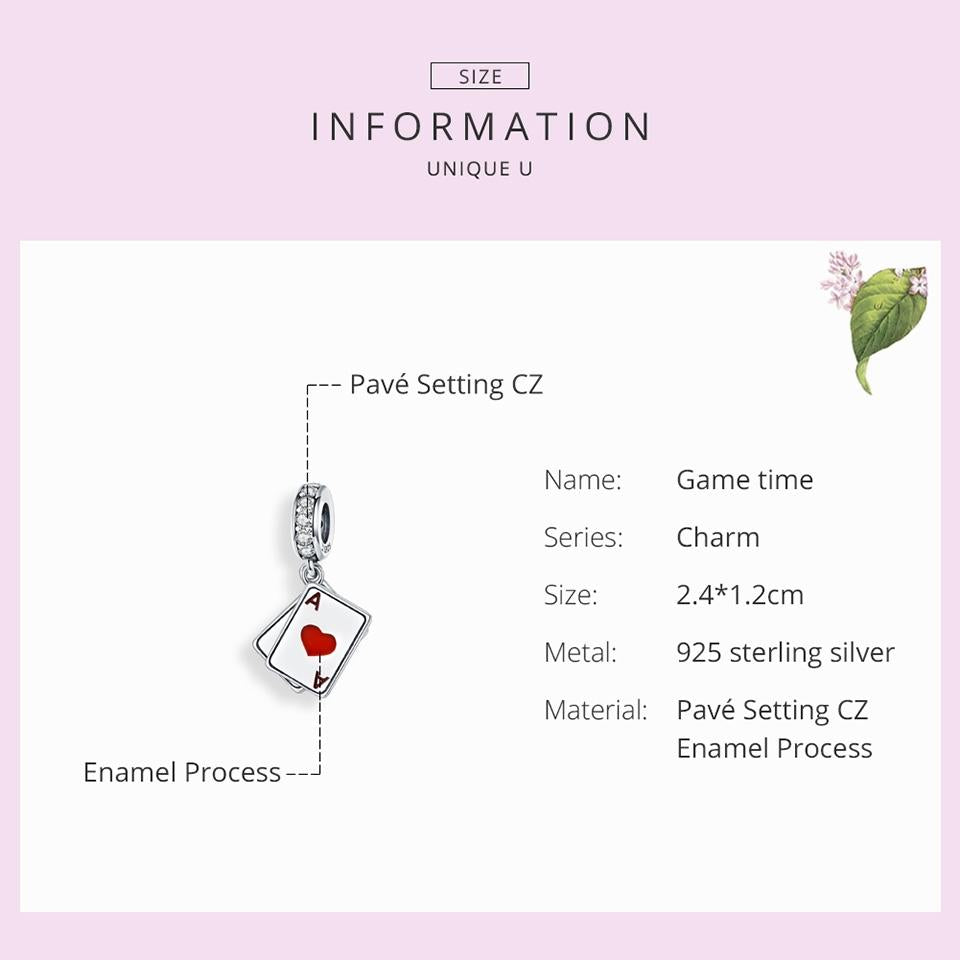 925 Sterling Silver Red Heart Pendant For Diy Bracelet Or Necklace