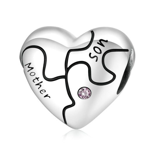 925 Sterling Silver Diy Heart Puzzle Beads For Bracelet / Necklace