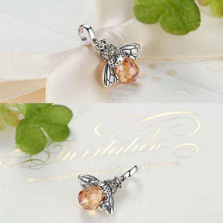 925 Sterling Silver Bee Crystal Pendant