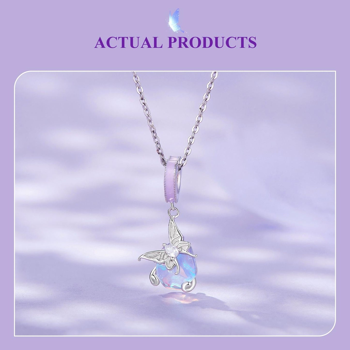 925 Sterling Silver Pastoral Butterfly Necklace Pendant