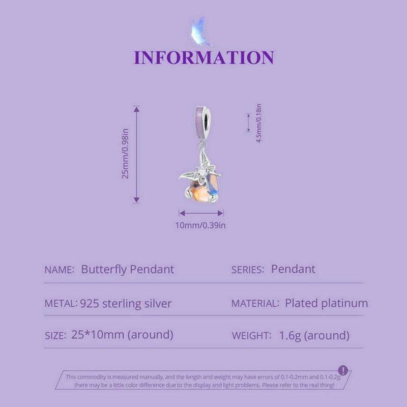 925 Sterling Silver Pastoral Butterfly Necklace Pendant