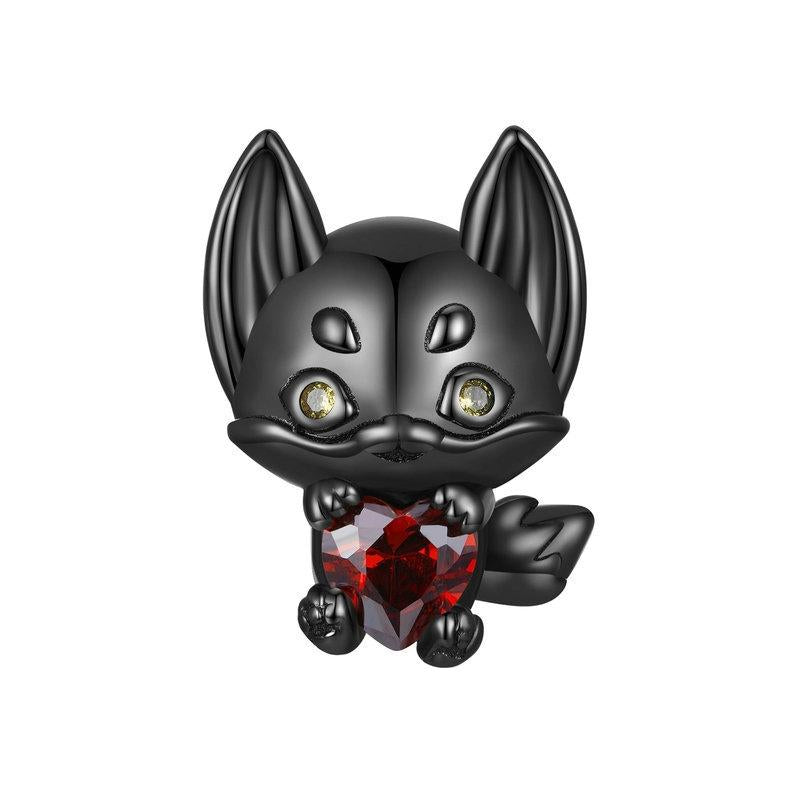 925 Sterling Silver Small Fox Bracelet With Black Gold Plating And Beads