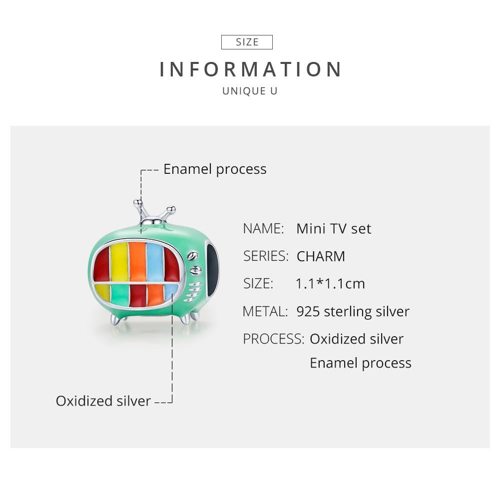 925 Sterling Silver Mini Color Tv Beads For Diy Bracelets & Necklaces