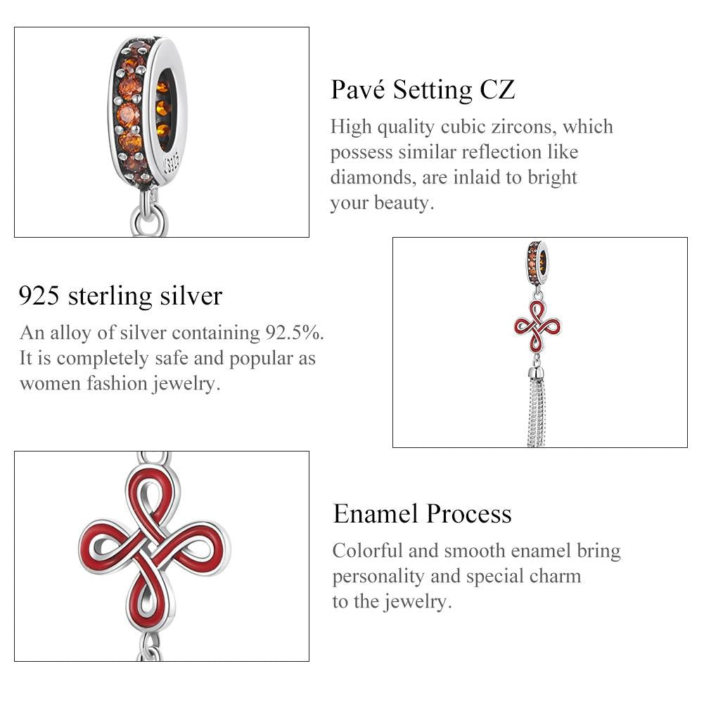 925 Sterling Silver Chinese Knot Pendant For Diy Bracelets & Necklaces