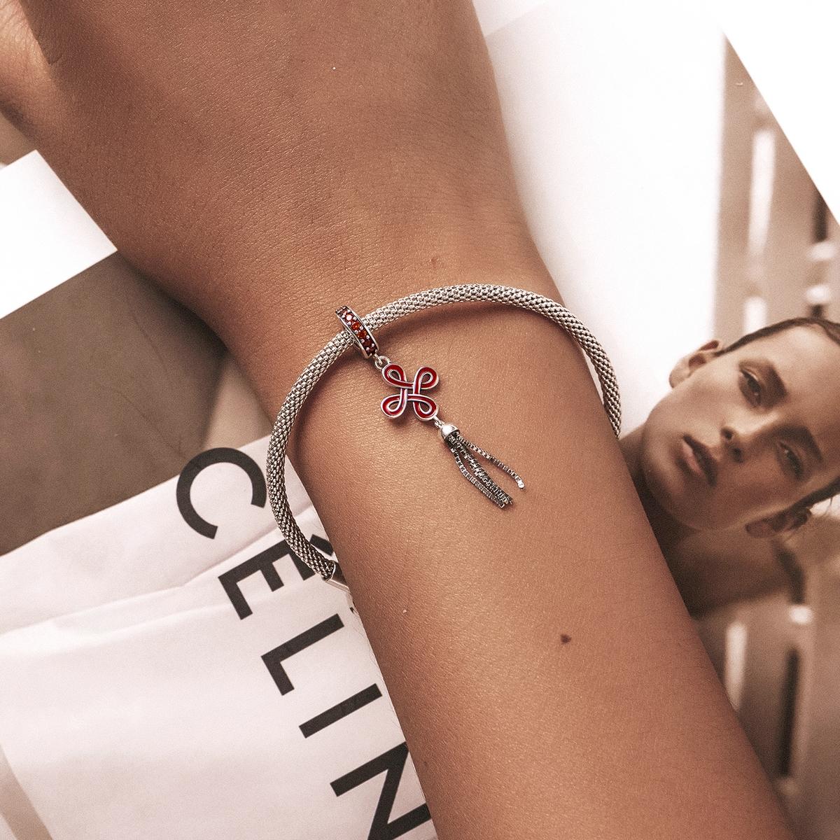 925 Sterling Silver Chinese Knot Pendant For Diy Bracelets & Necklaces