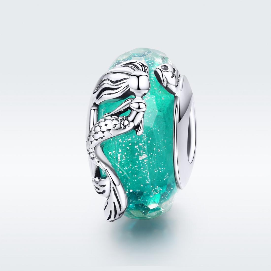 925 Sterling Silver Green Mermaid Glass Bead For Diy Bracelet