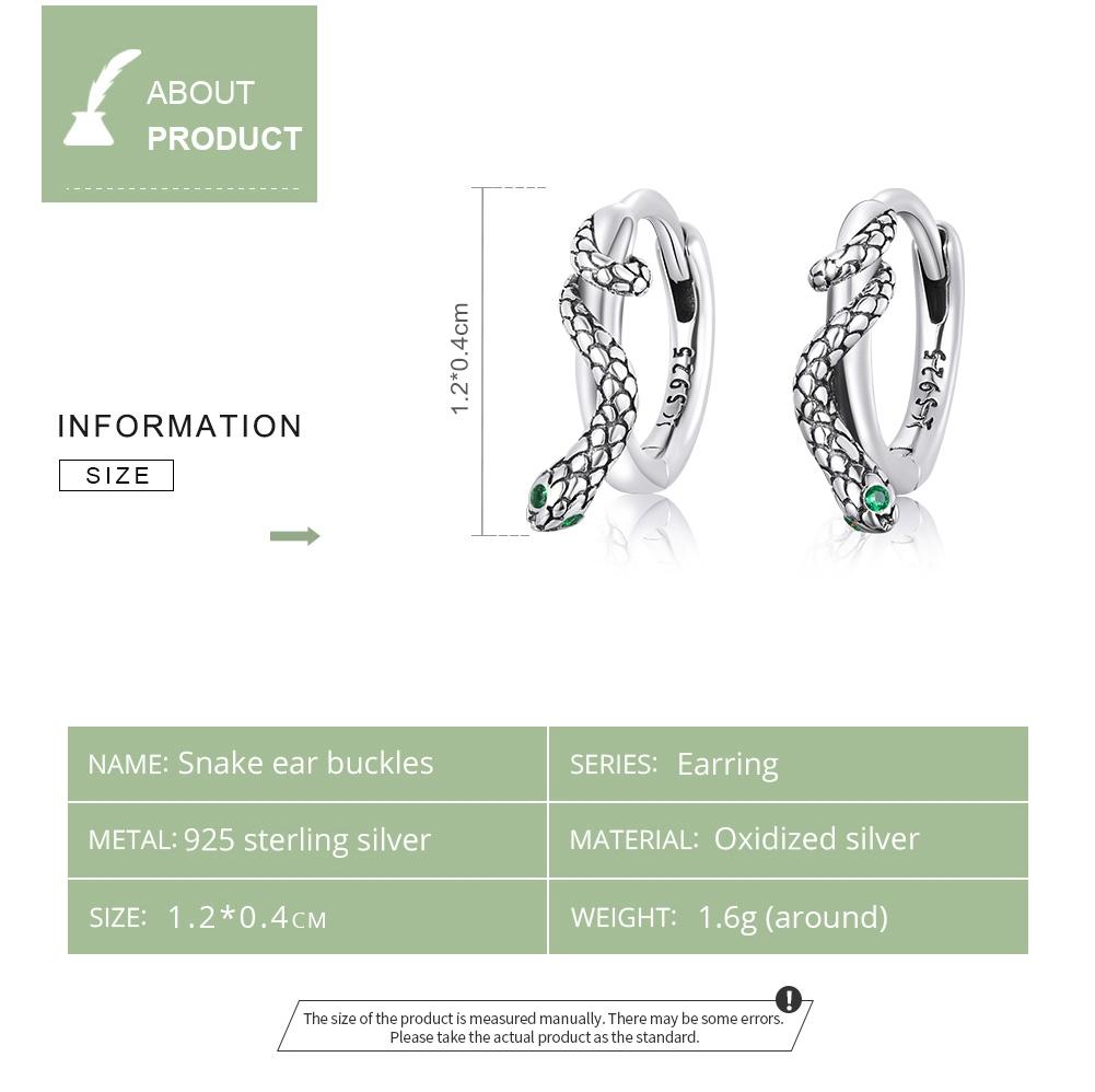 925 Sterling Silver Snake Ear Buckle Earrings For Women
