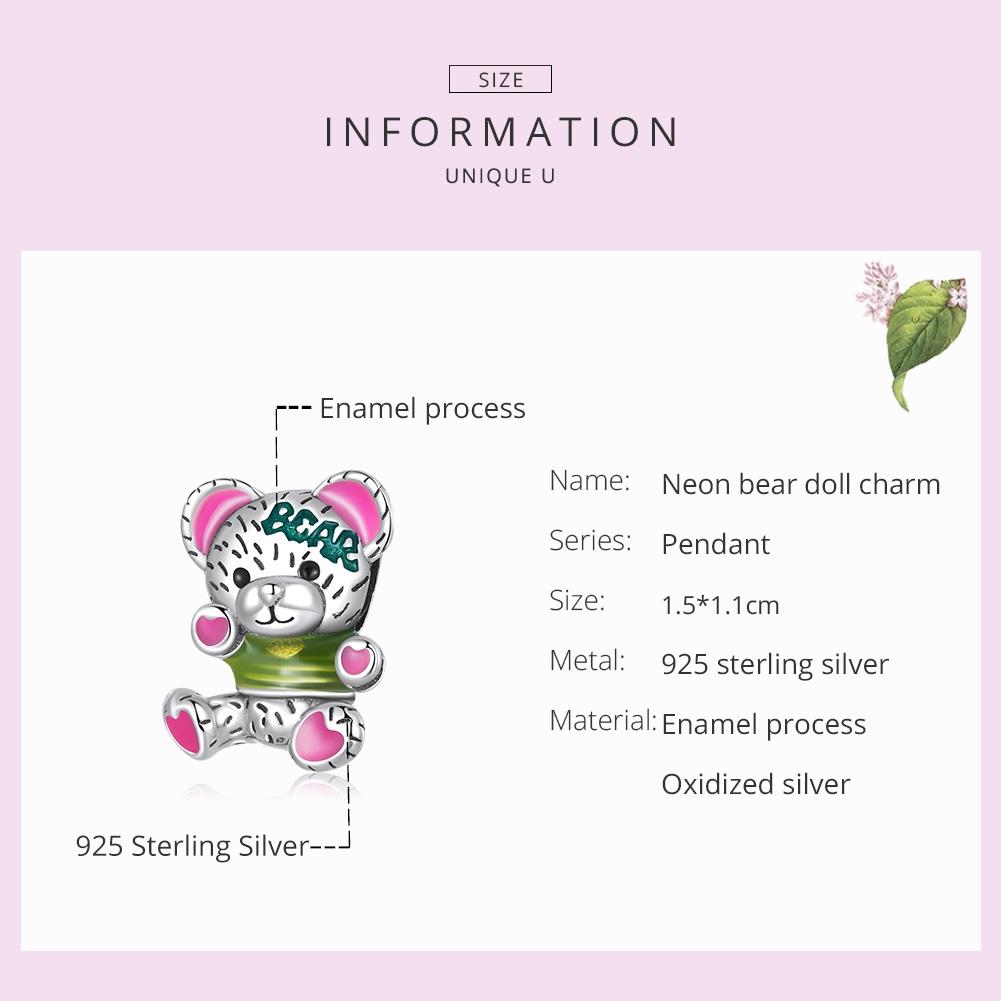 925 Sterling Silver Bear Beads For Diy Bracelets & Necklaces