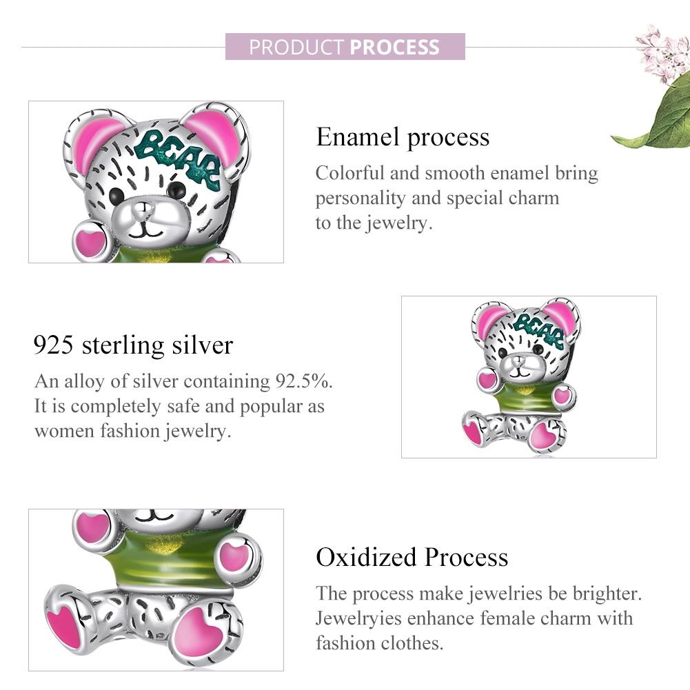 925 Sterling Silver Bear Beads For Diy Bracelets & Necklaces