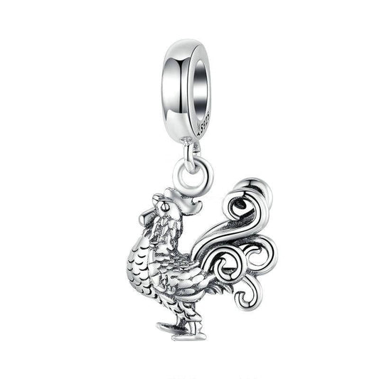 925 Sterling Silver Rooster Pendant For Diy Bracelets