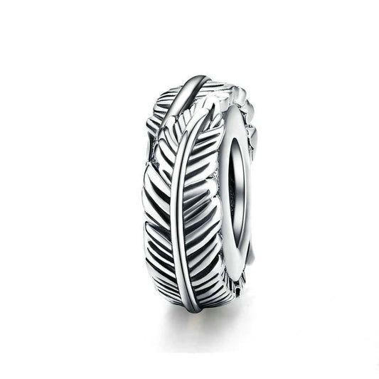 925 Sterling Silver Boho Feather Beads For Diy Bracelets