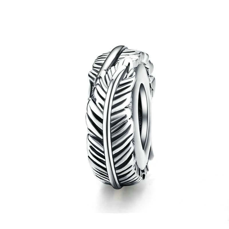 925 Sterling Silver Boho Feather Beads For Diy Bracelets