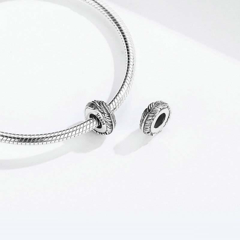 925 Sterling Silver Boho Feather Beads For Diy Bracelets