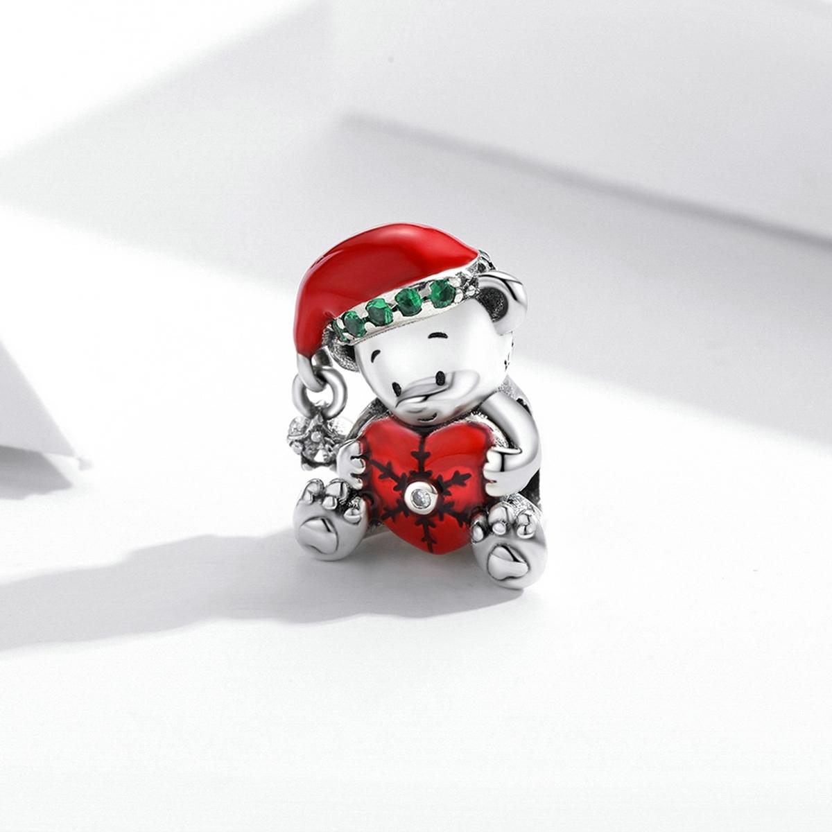 925 Sterling Silver Christmas Bear Charm For Diy Bracelets & Necklaces