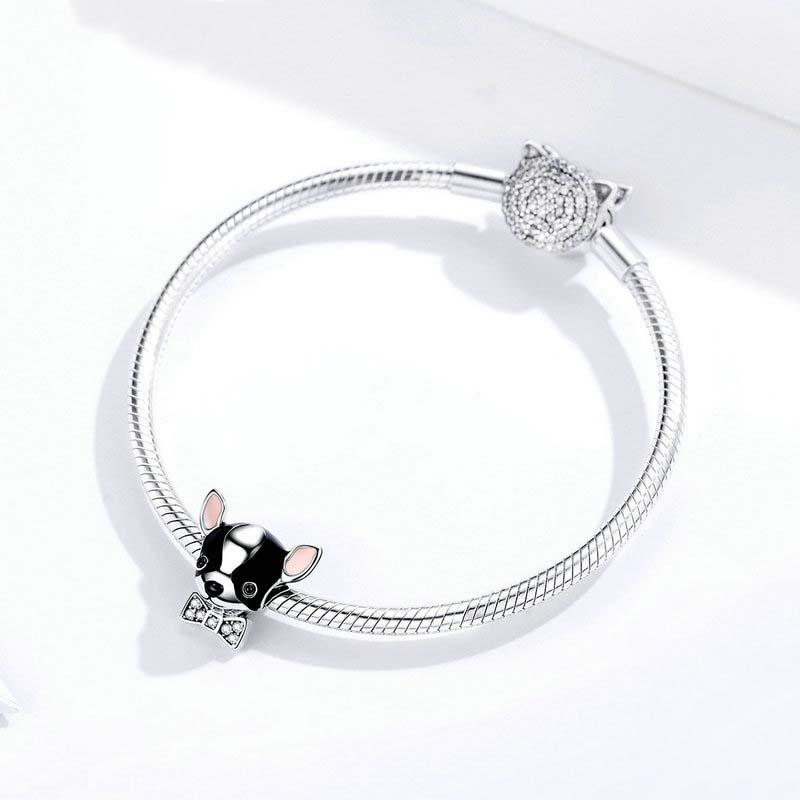 925 Sterling Silver Charming Chihuahua Beaded Bracelet