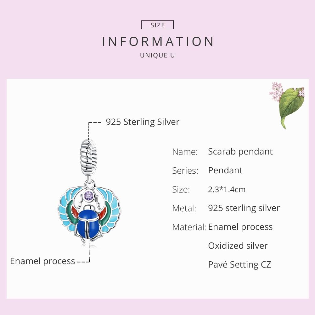 925 Sterling Silver Scarab Pendant For Bracelets & Necklaces