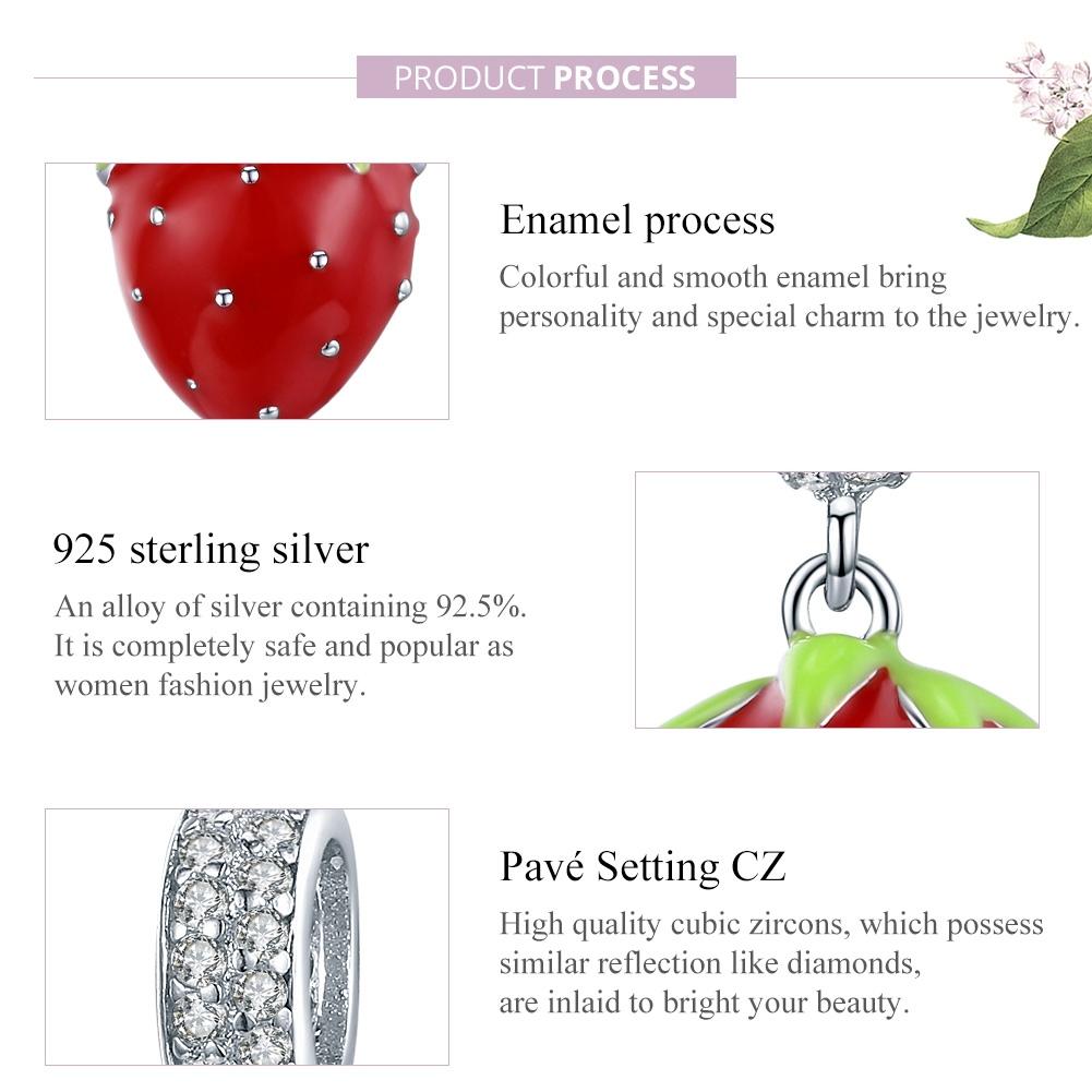 925 Sterling Silver Beaded Strawberry Pendant For Diy Bracelets