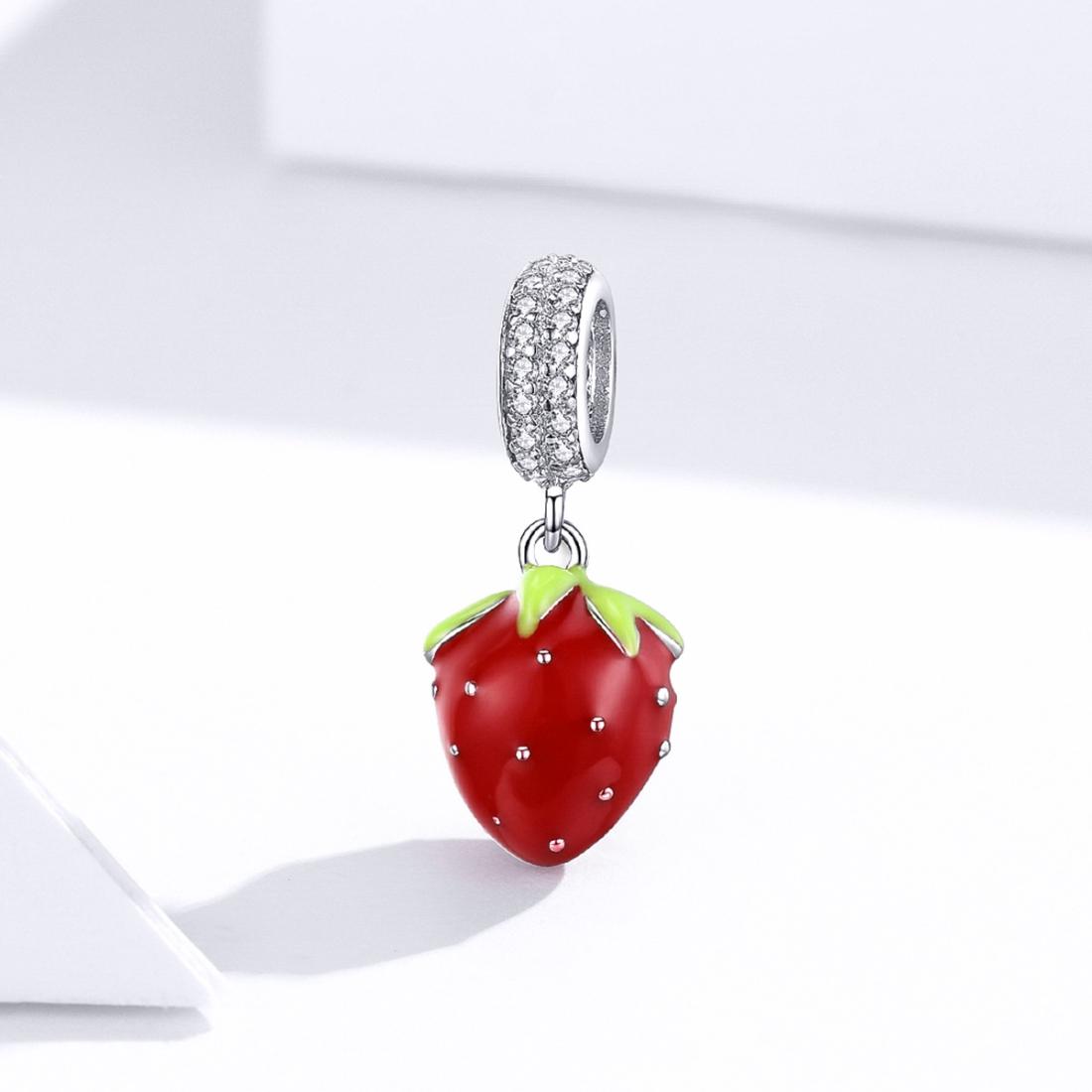 925 Sterling Silver Beaded Strawberry Pendant For Diy Bracelets