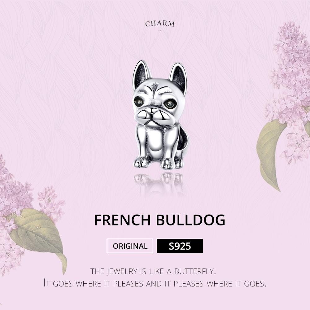 925 Sterling Silver French Bulldog Beaded Diy Bracelet