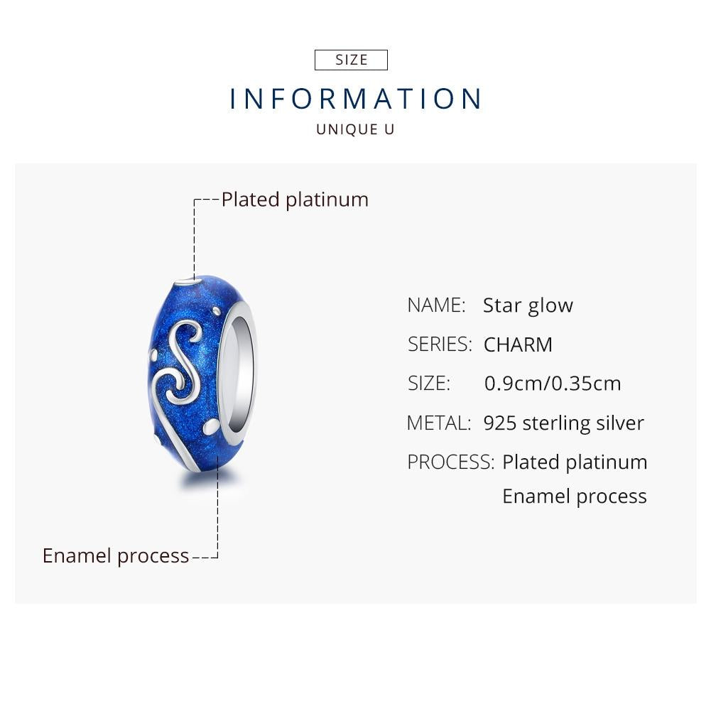 925 Sterling Silver Blue Star Beaded Bracelet Charms