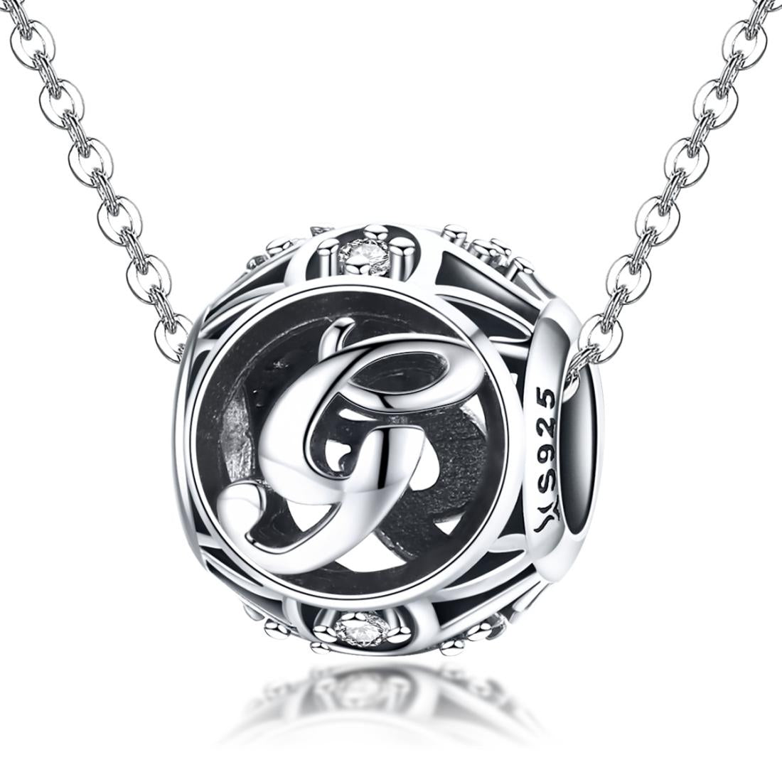 925 Sterling Silver 26 English Letter Beads For Diy Bracelets & Necklaces Style - G