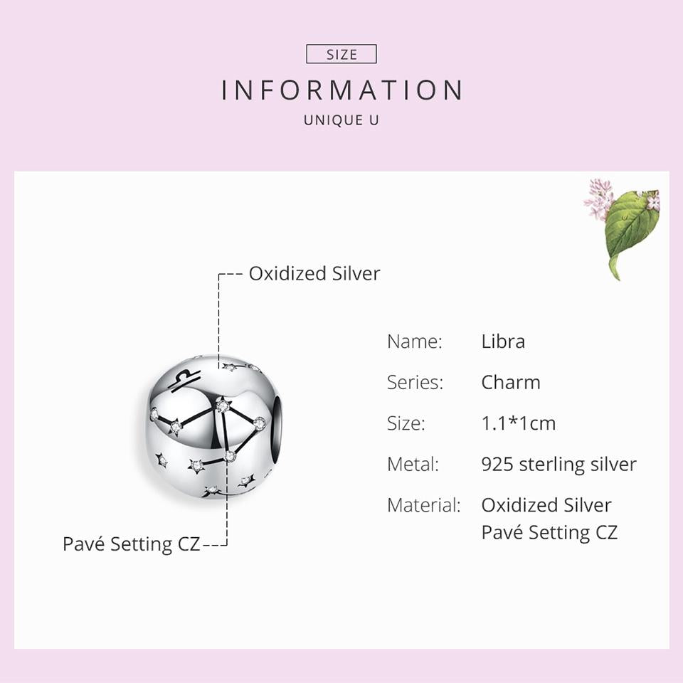 925 Sterling Silver Diy Zodiac Bracelet Beads Libra Style - Libra