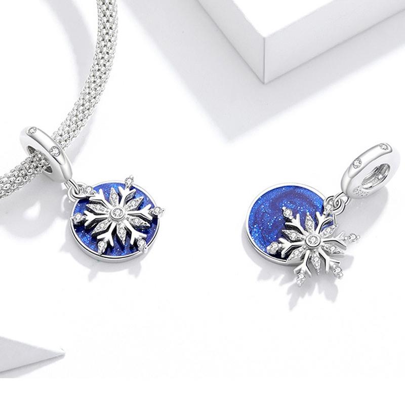 925 Sterling Silver Winter Snowflake Diy Bracelet Bead