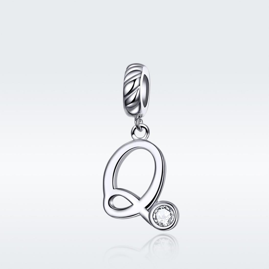 925 Sterling Silver Personalized Letter Pendant For Diy Bracelets & Necklaces Style - Q
