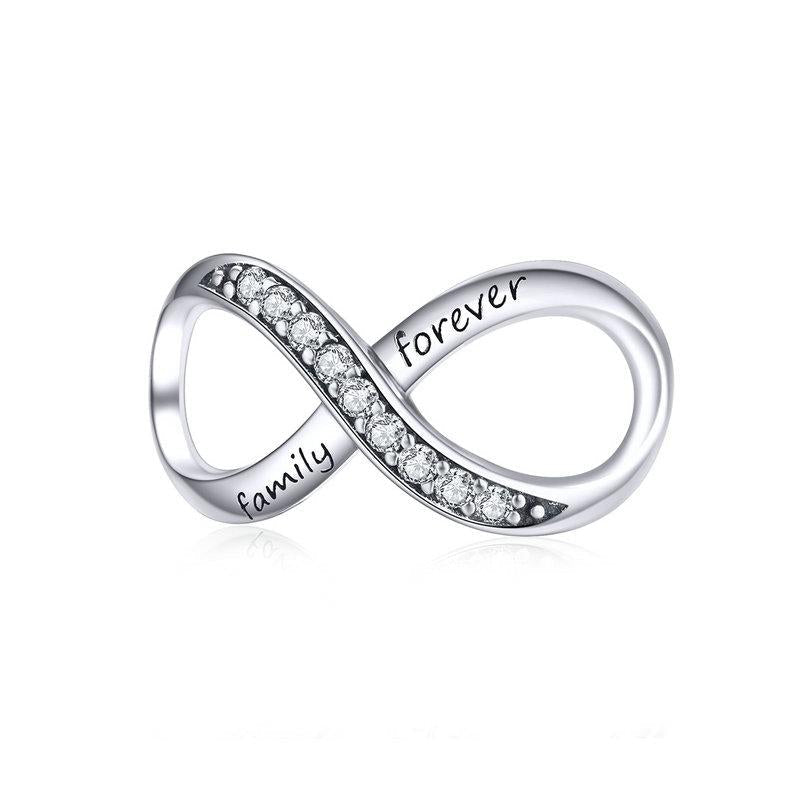 925 Sterling Silver Forever Family Infinity Bracelet
