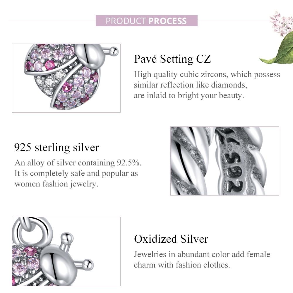 925 Sterling Silver Ladybug Pendant For Bracelets & Necklaces