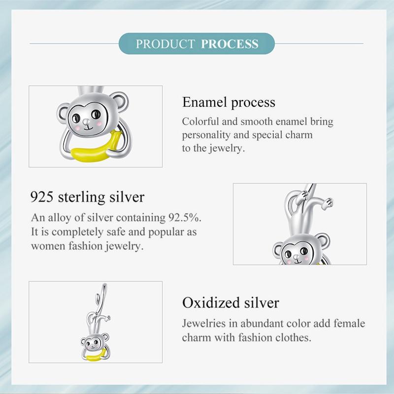 925 Sterling Silver Monkey Pendant For Diy Bracelets