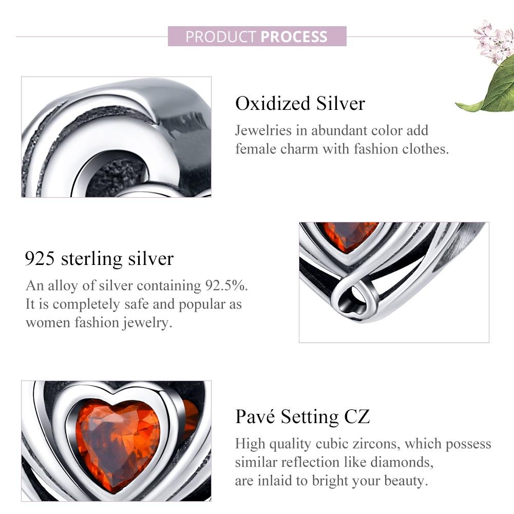 925 Sterling Silver Diy Heart Beads For Bracelets & Necklaces