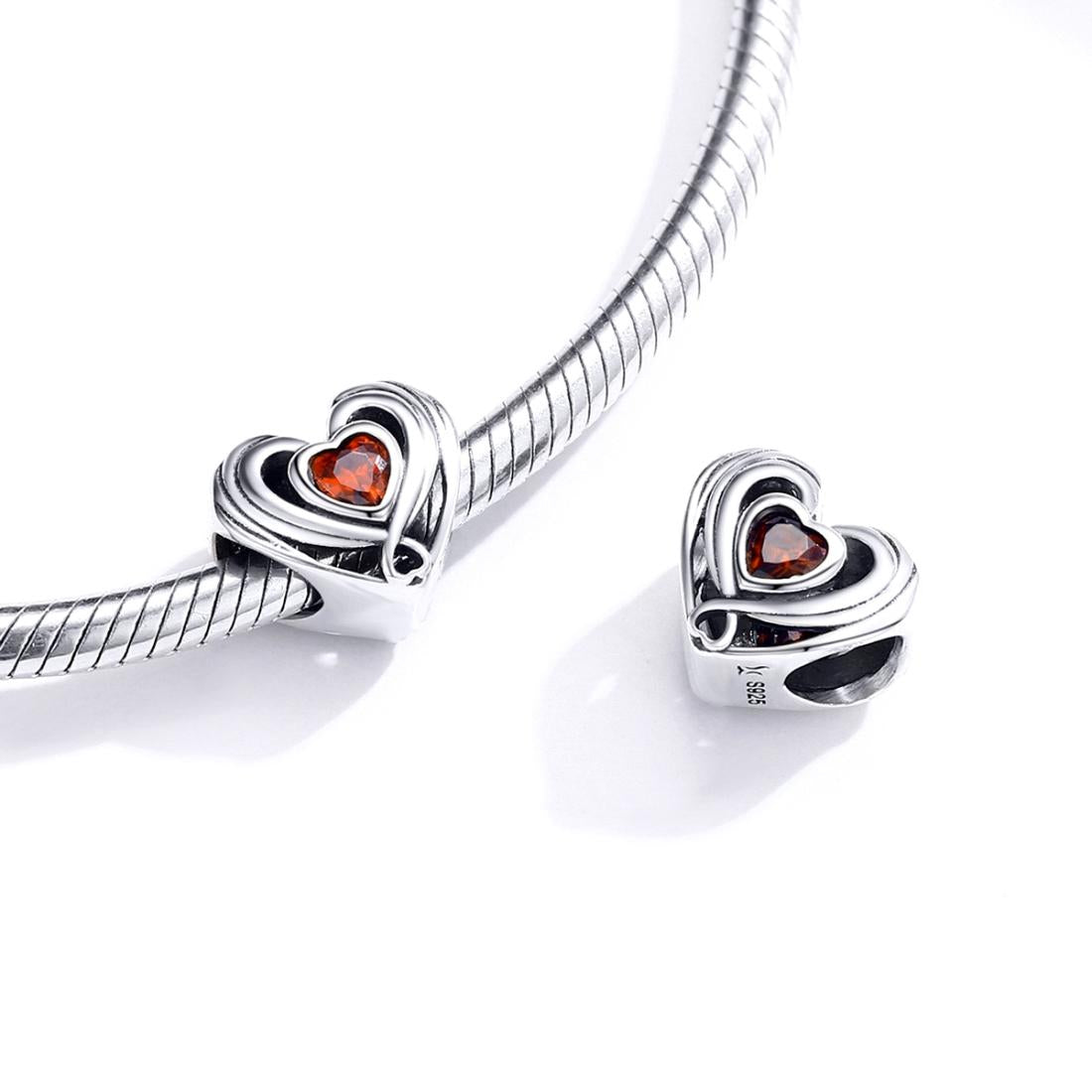 925 Sterling Silver Diy Heart Beads For Bracelets & Necklaces