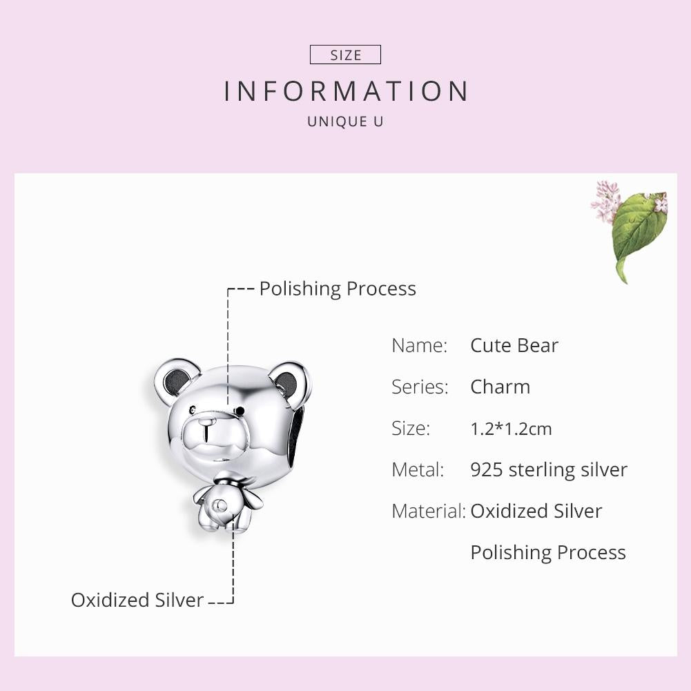 925 Sterling Silver Bear Bead Bracelet Accessories