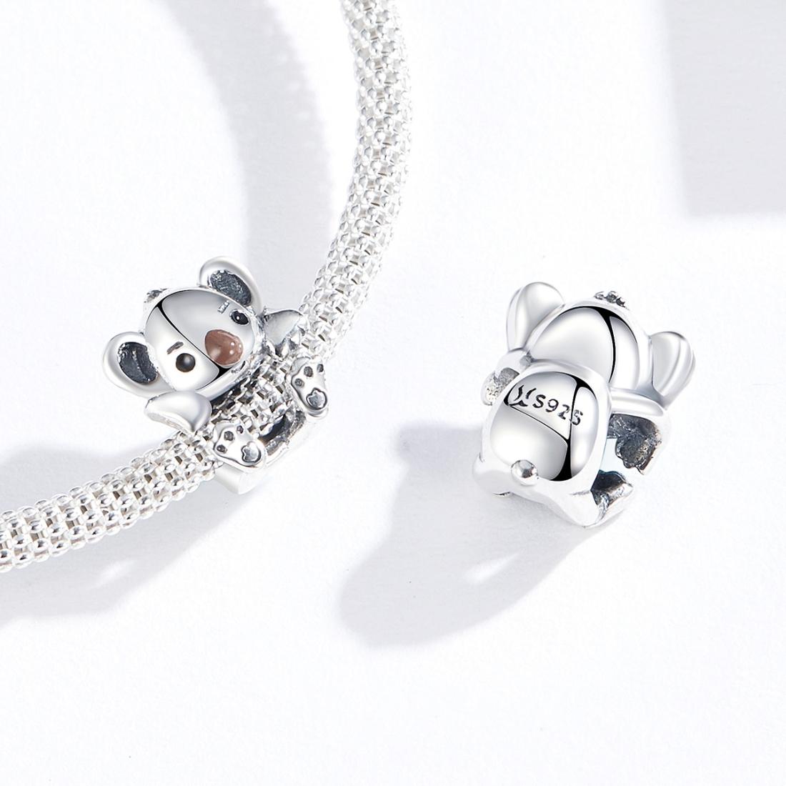 925 Sterling Silver Adorable Koala Animal Charm For Diy Bracelets