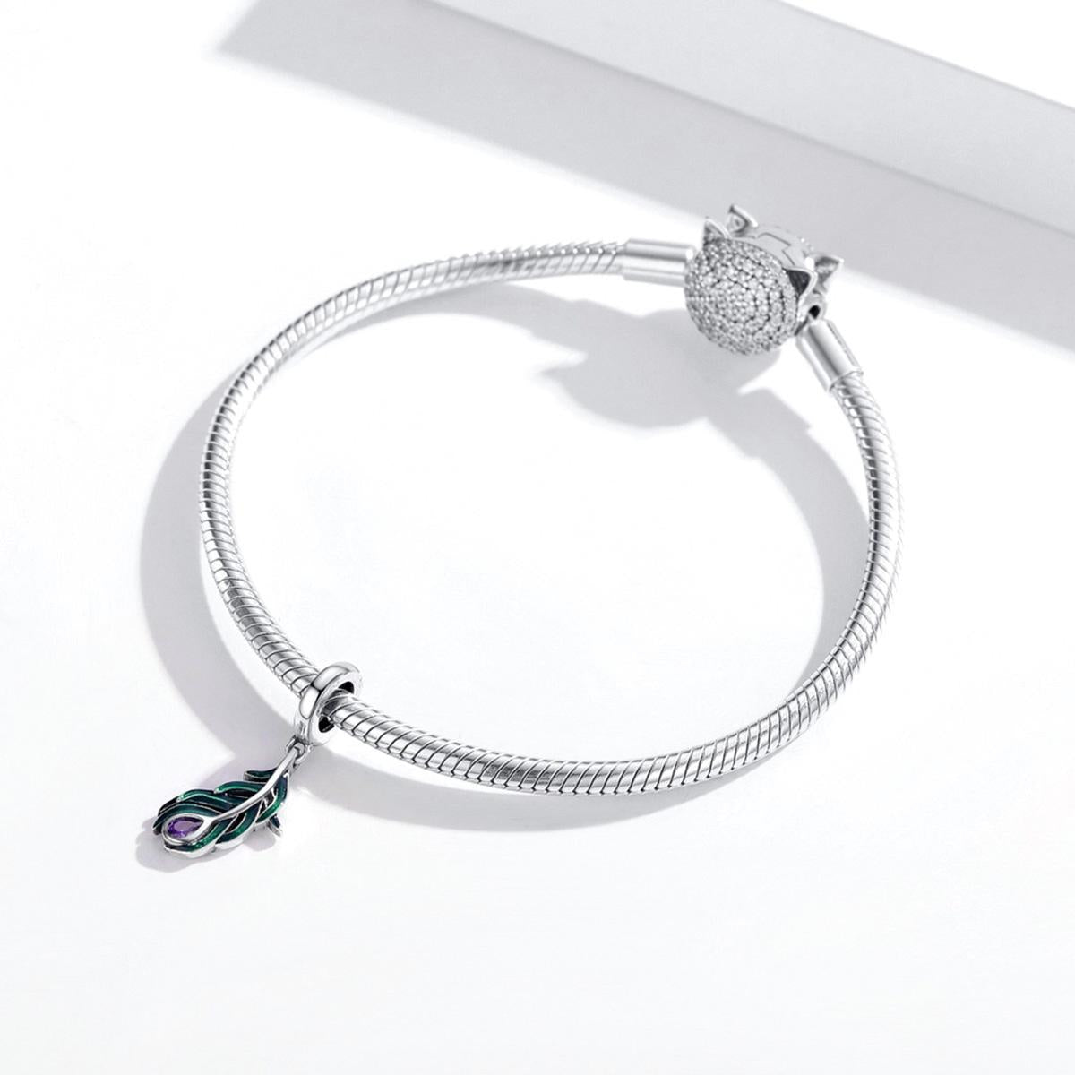 925 Sterling Silver Peacock Feather Pendant For Diy Bracelet Or Necklace