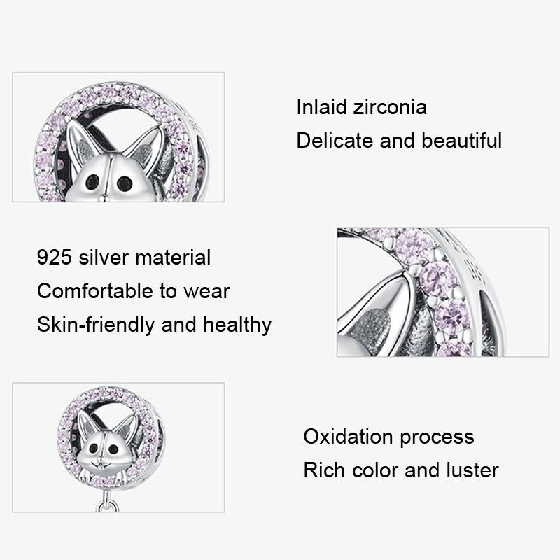 925 Sterling Silver Corgi Puppy Bracelet Beads