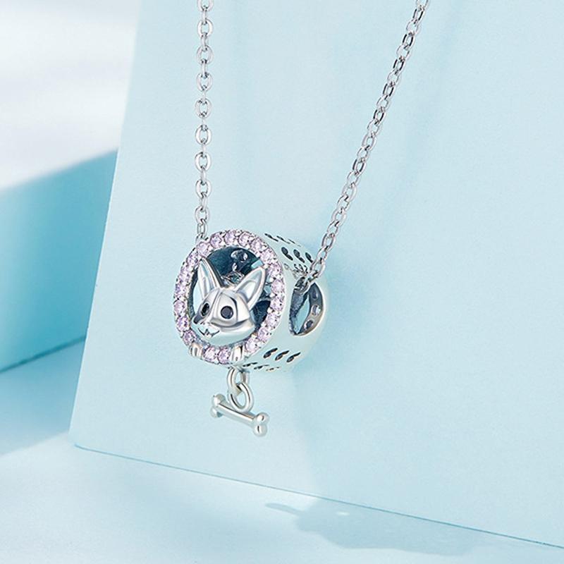 925 Sterling Silver Corgi Puppy Bracelet Beads