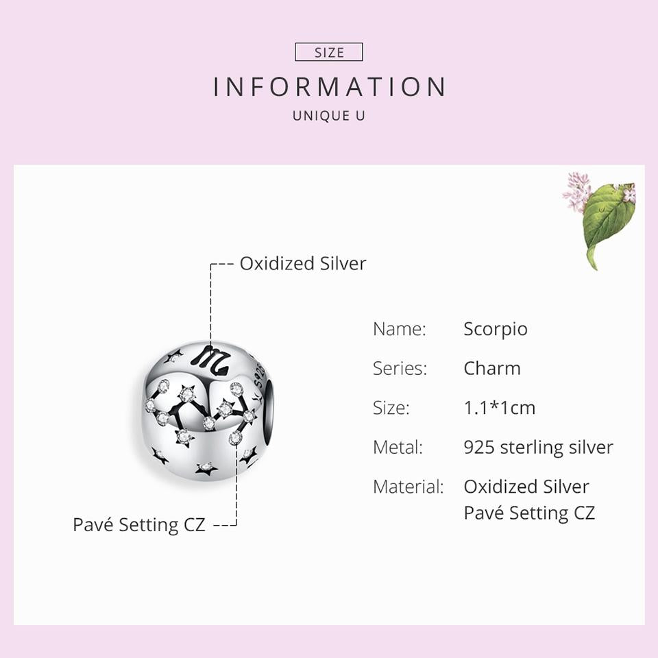 925 Sterling Silver Diy Beaded Bracelet For Scorpio Style - Scorpio