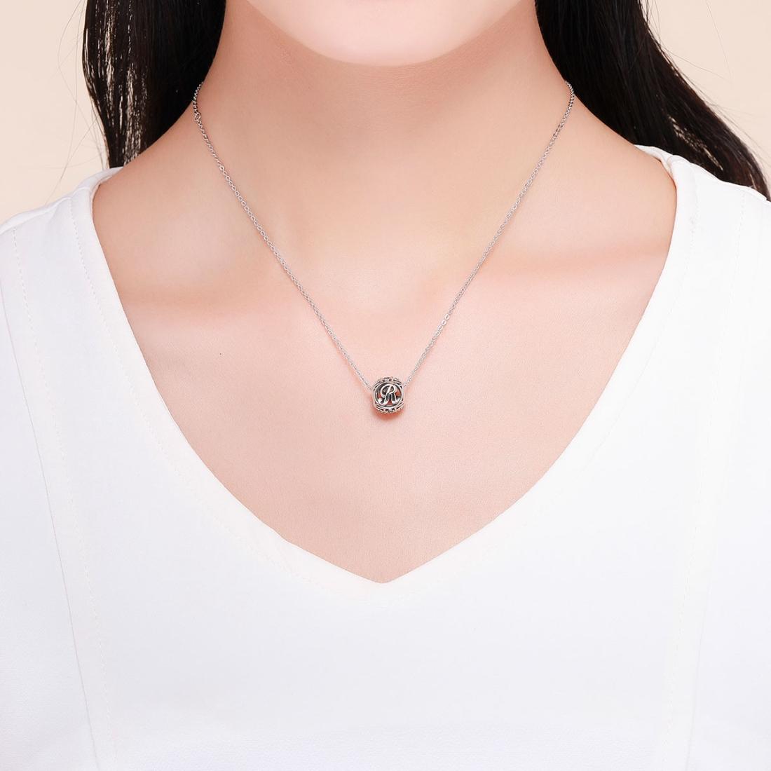 925 Sterling Silver 26 English Letter Beads For Diy Bracelets & Necklaces Style - R