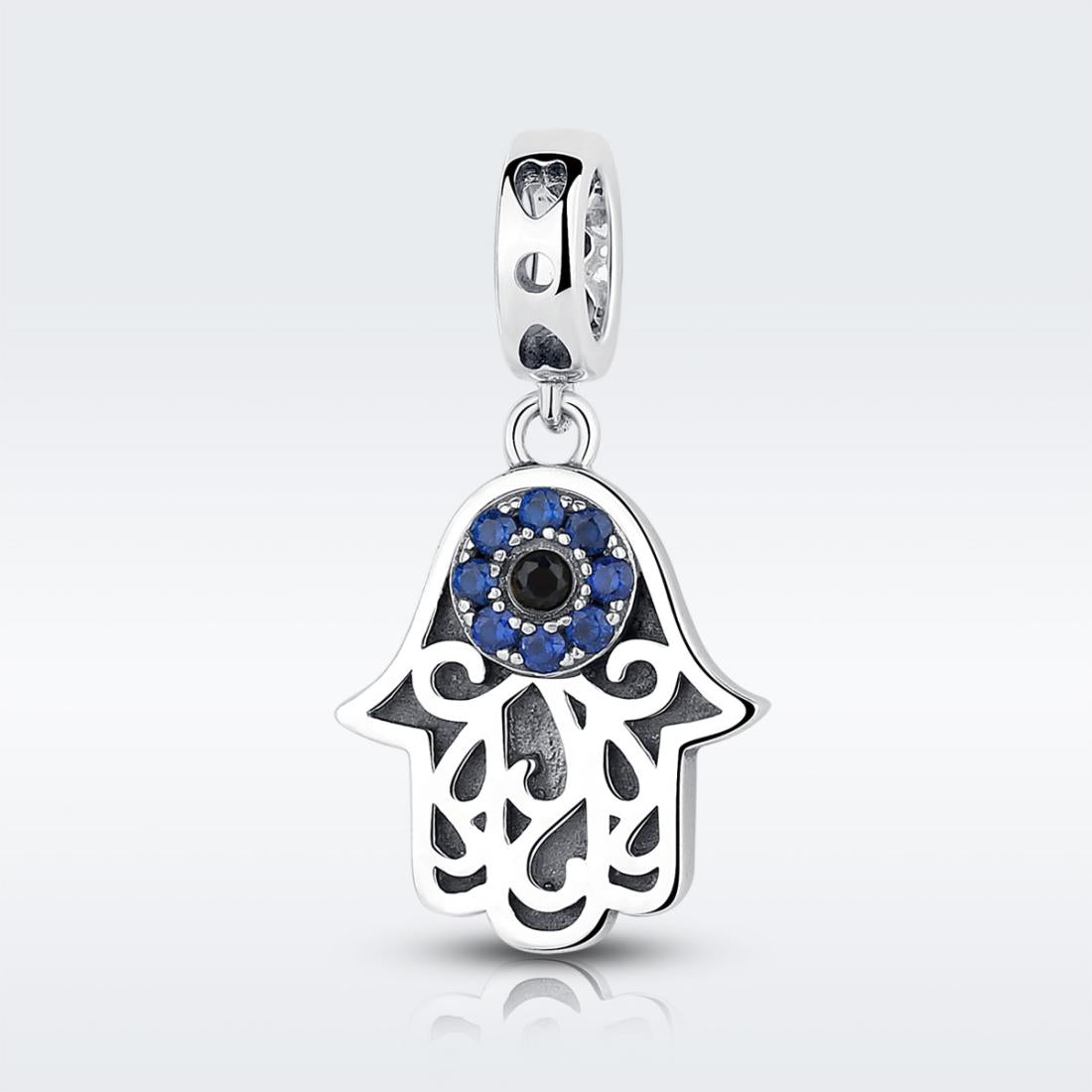 925 Sterling Silver Evil Eye Hand Charm Unique Design